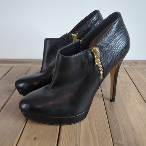 Michael Kors Black Leather Stiletto Heel Ankle Boots - Picture 4 of 11